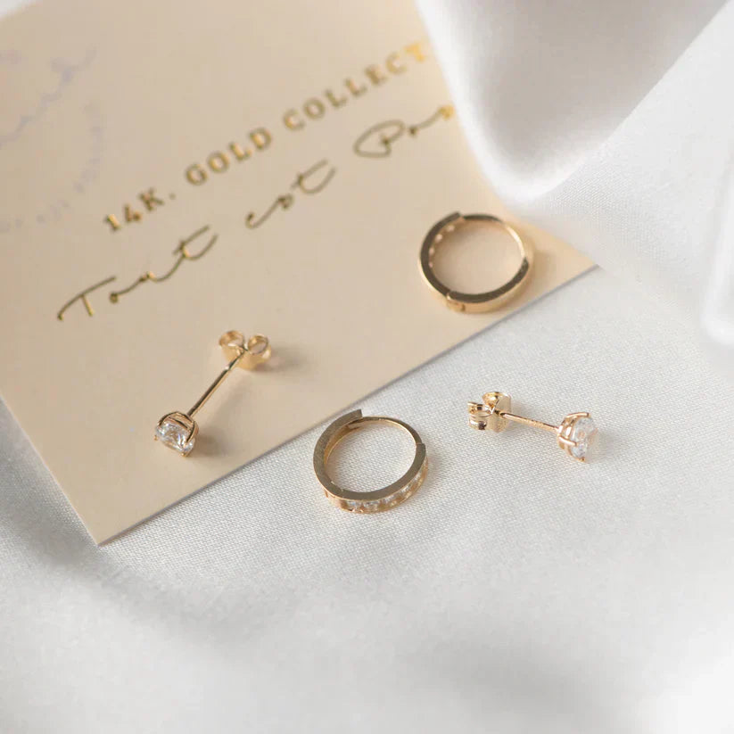 Bryn Brillane Stone Earring Set | Gold