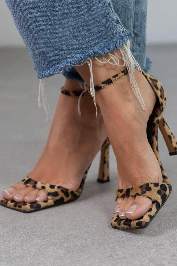 Liv | High Heel Sandals with Animal Print