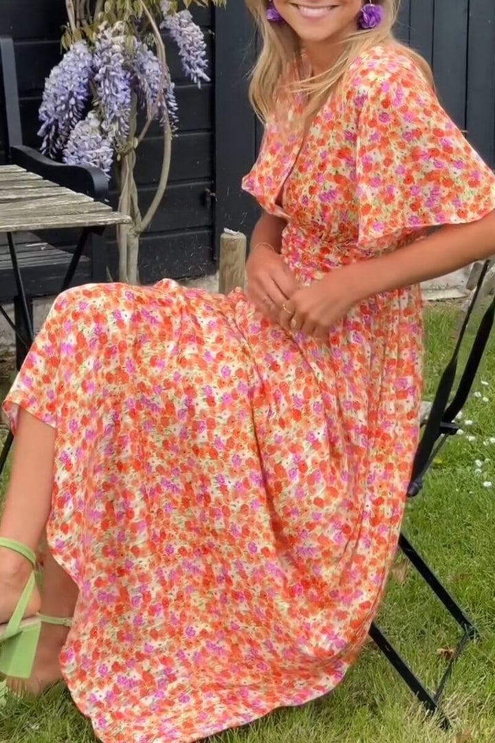 Evelyn Elegant Long Dress with V-Neck