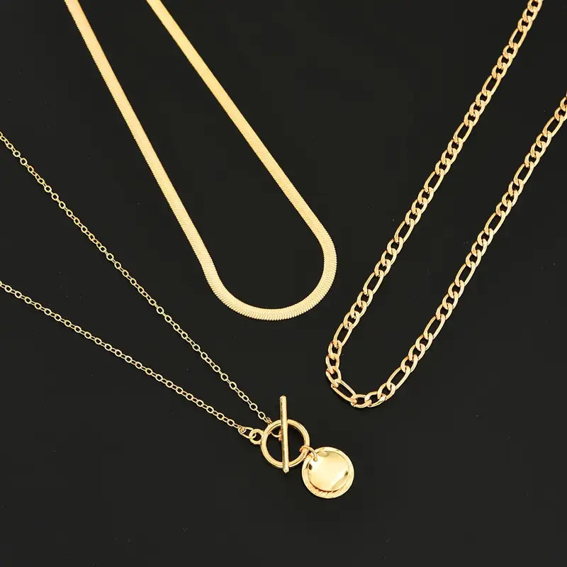 Demi Layered necklace with textured coins Savira | Gold