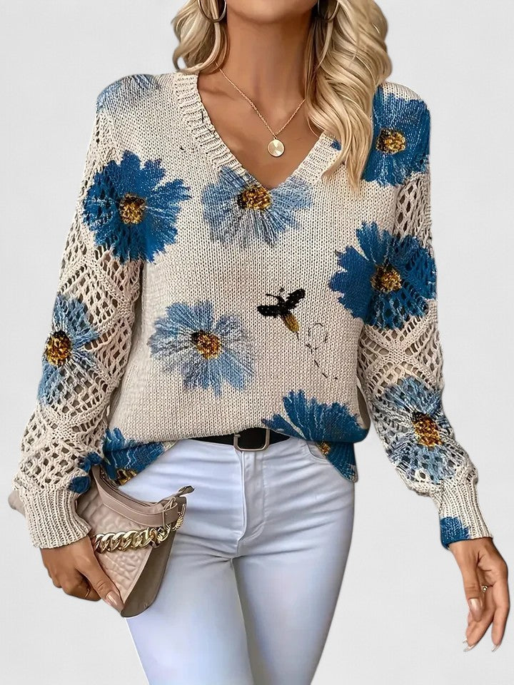 Raven | Elegant sweater with floral pattern
