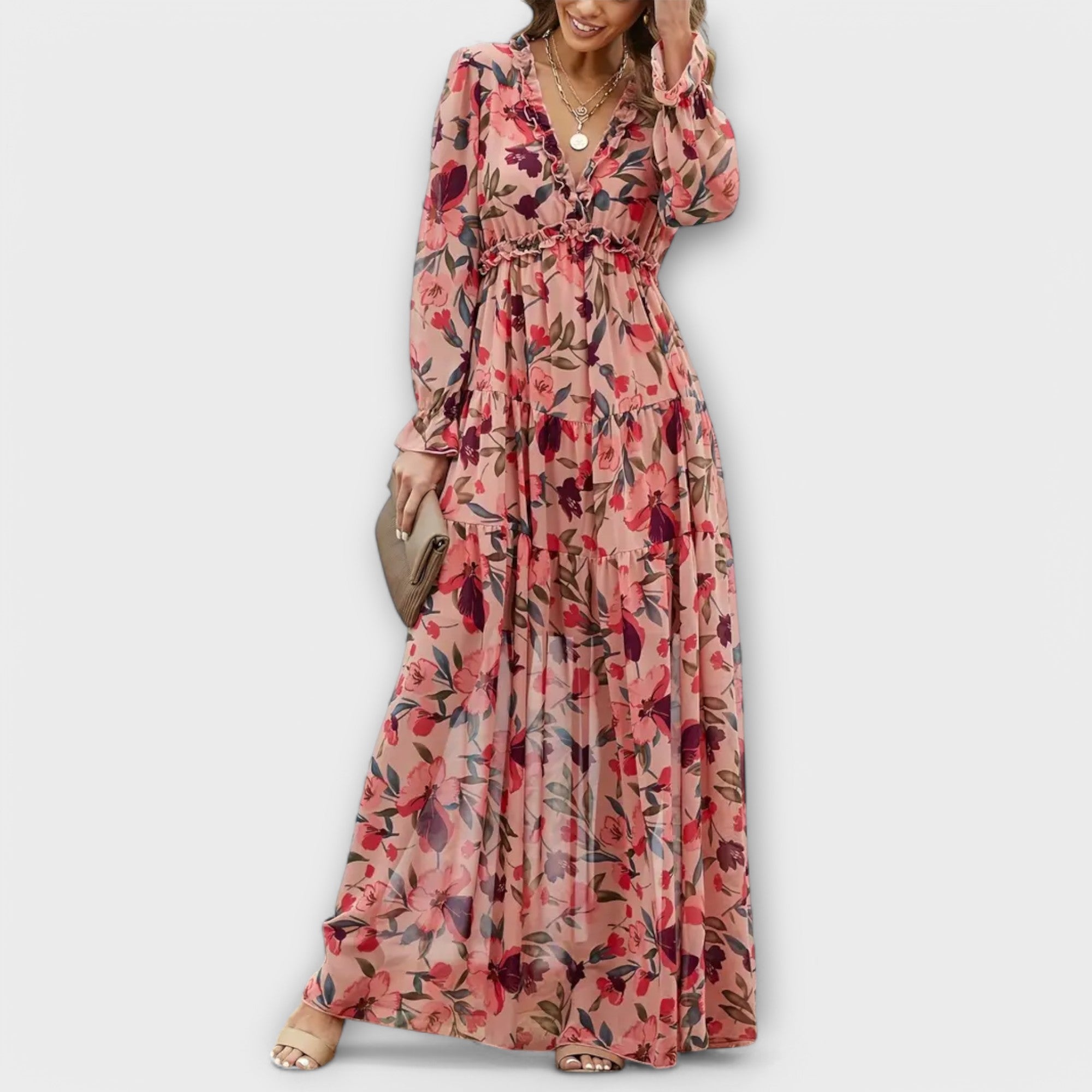 Elle | Floral V-Neck Maxi Dress