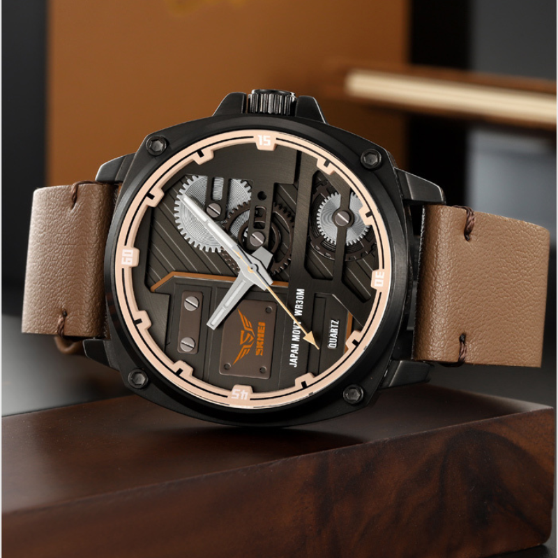 Men's Leather Quartz Watch™ - Olsen & Olsen