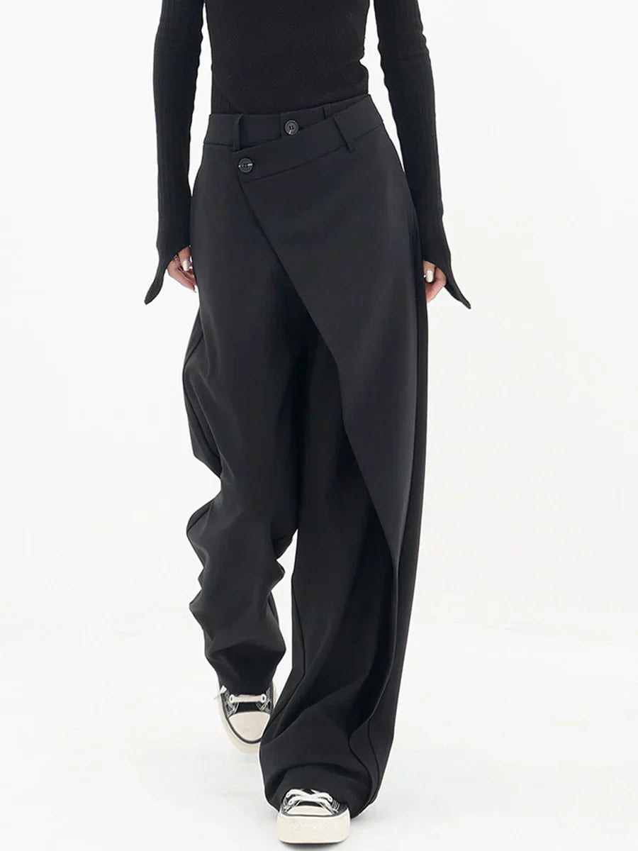 Leja - wide-leg pants with overlapping buttons for women
