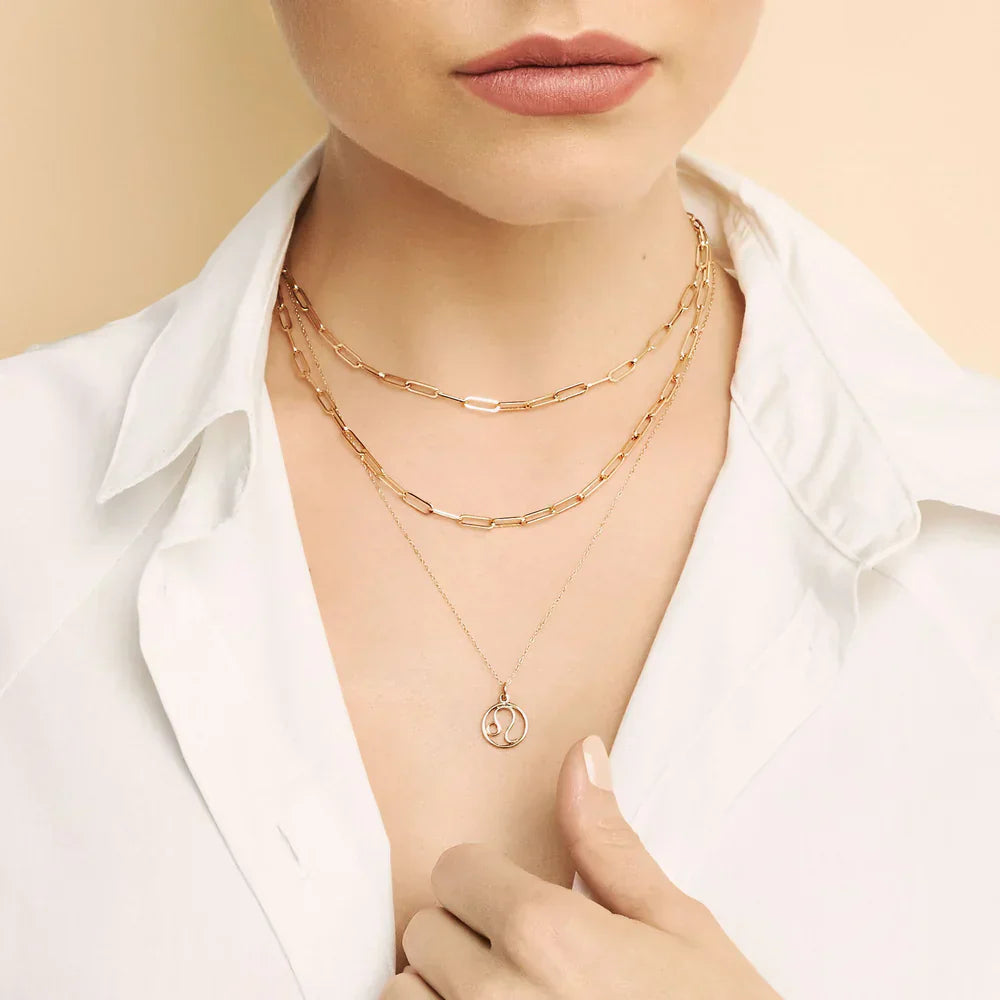 Rose Zodiac Sign Necklace | Gold