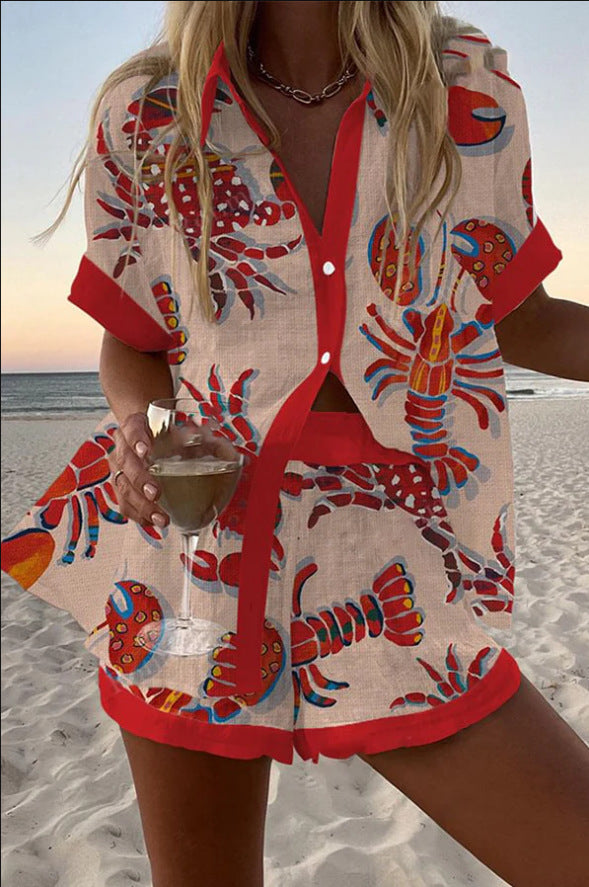 RUBY | SHORT LINEN PRINTED SET