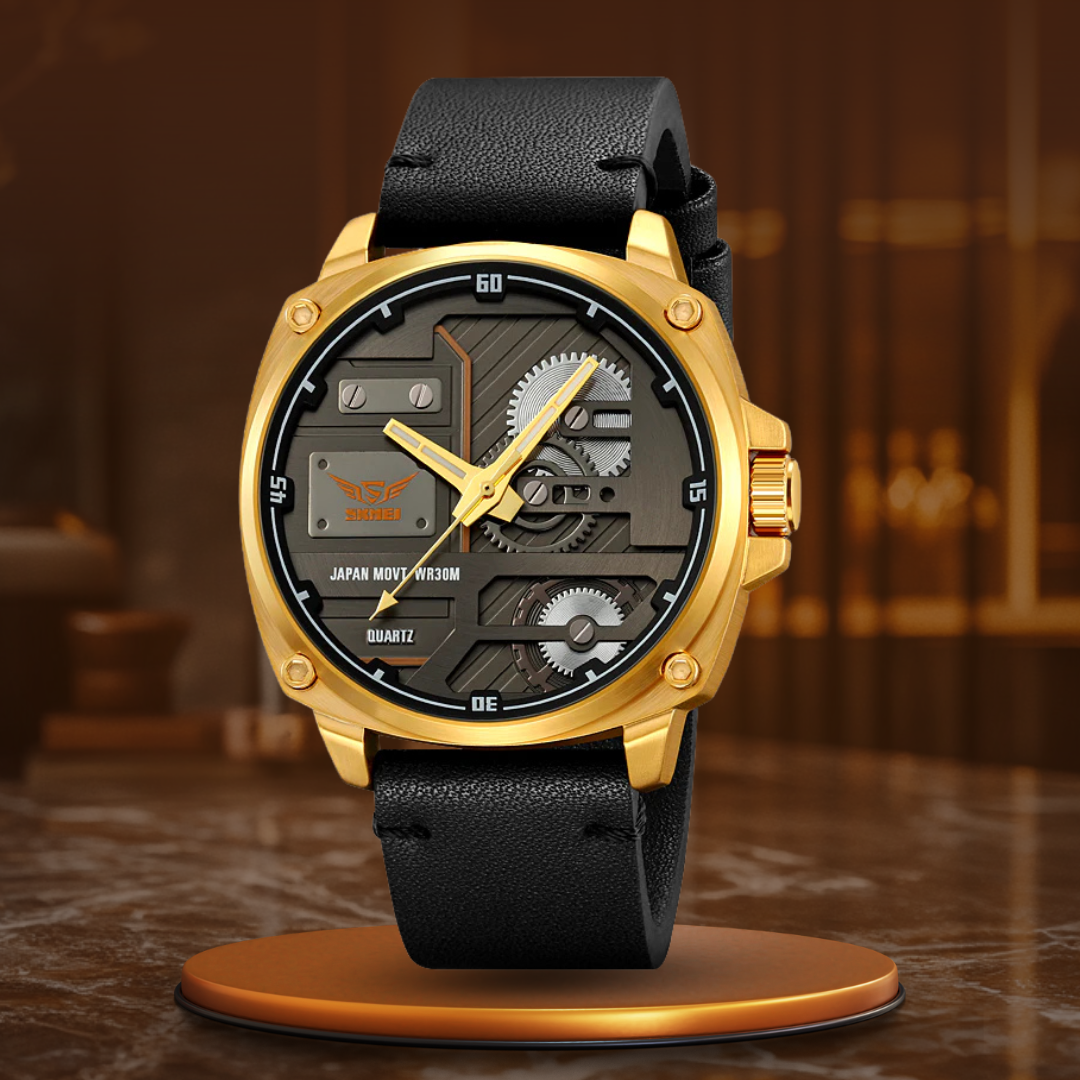 Men's Leather Quartz Watch™ - Olsen & Olsen