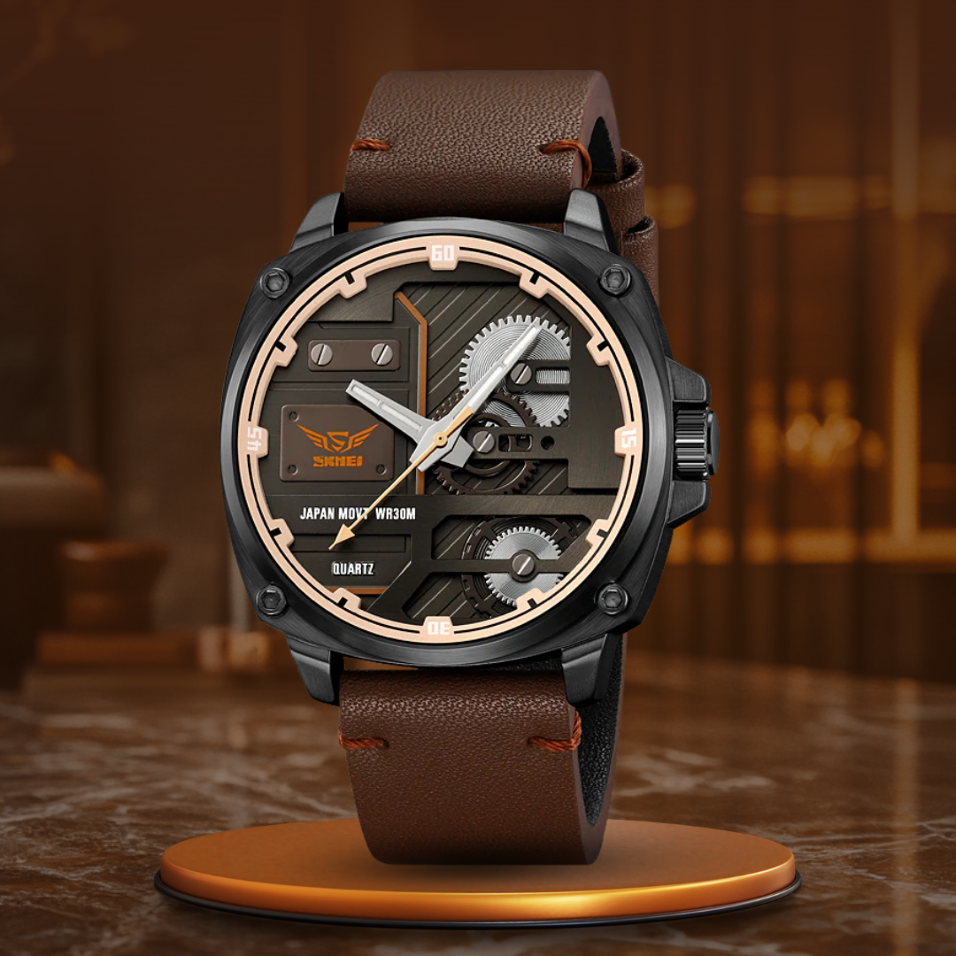 Men's Leather Quartz Watch™ - Olsen & Olsen