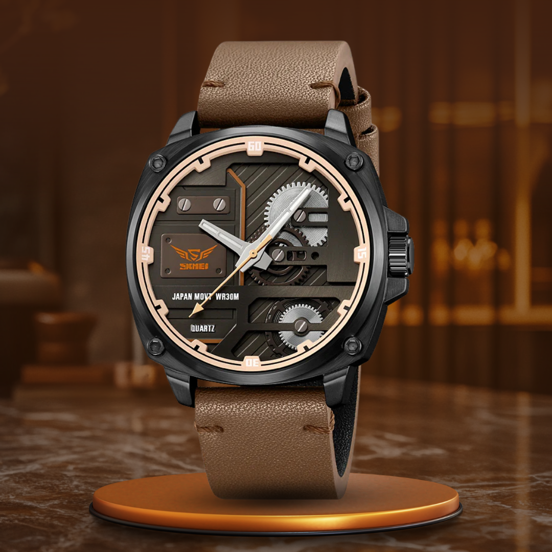 Men's Leather Quartz Watch™ - Olsen & Olsen