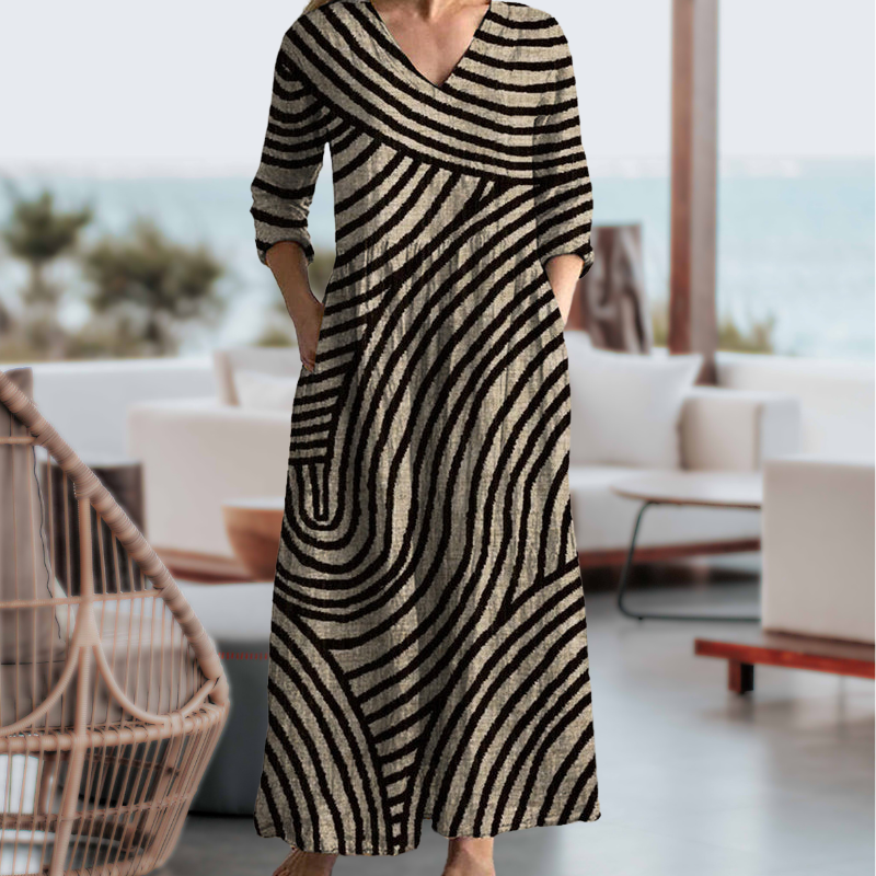 Elisa | V-Neck Striped Pattern Dress