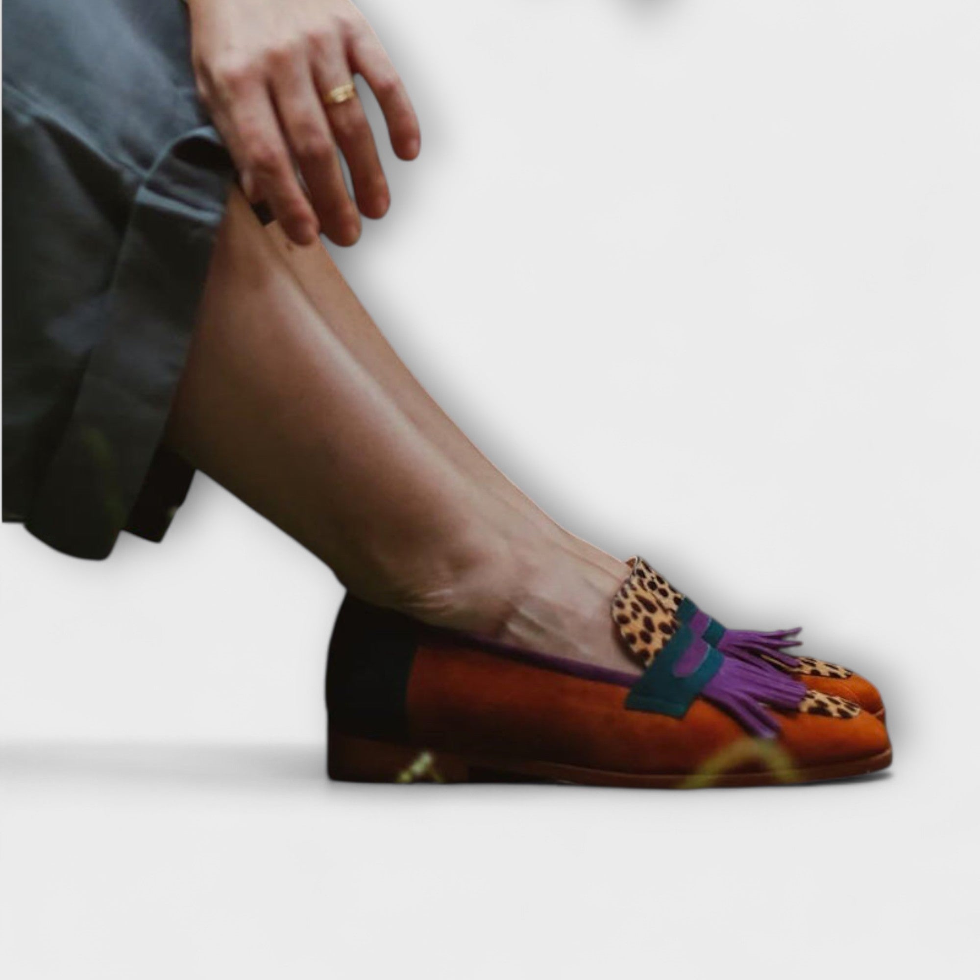 Saphira – Brown Loafer with Leopard Print