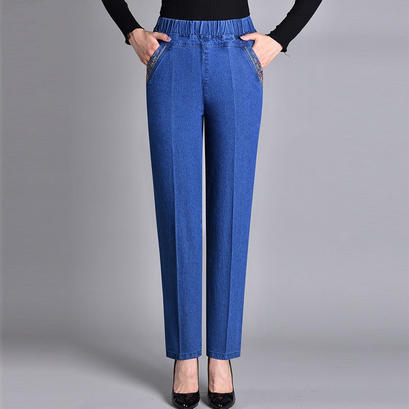 Amari | Women's jeans with side pockets and elastic waistband