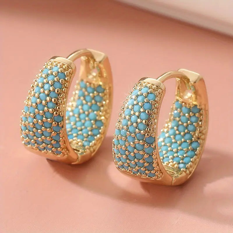 Avis Gold hoop earrings with turquoise beads | Gold