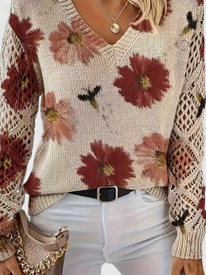 Raven | Elegant sweater with floral pattern