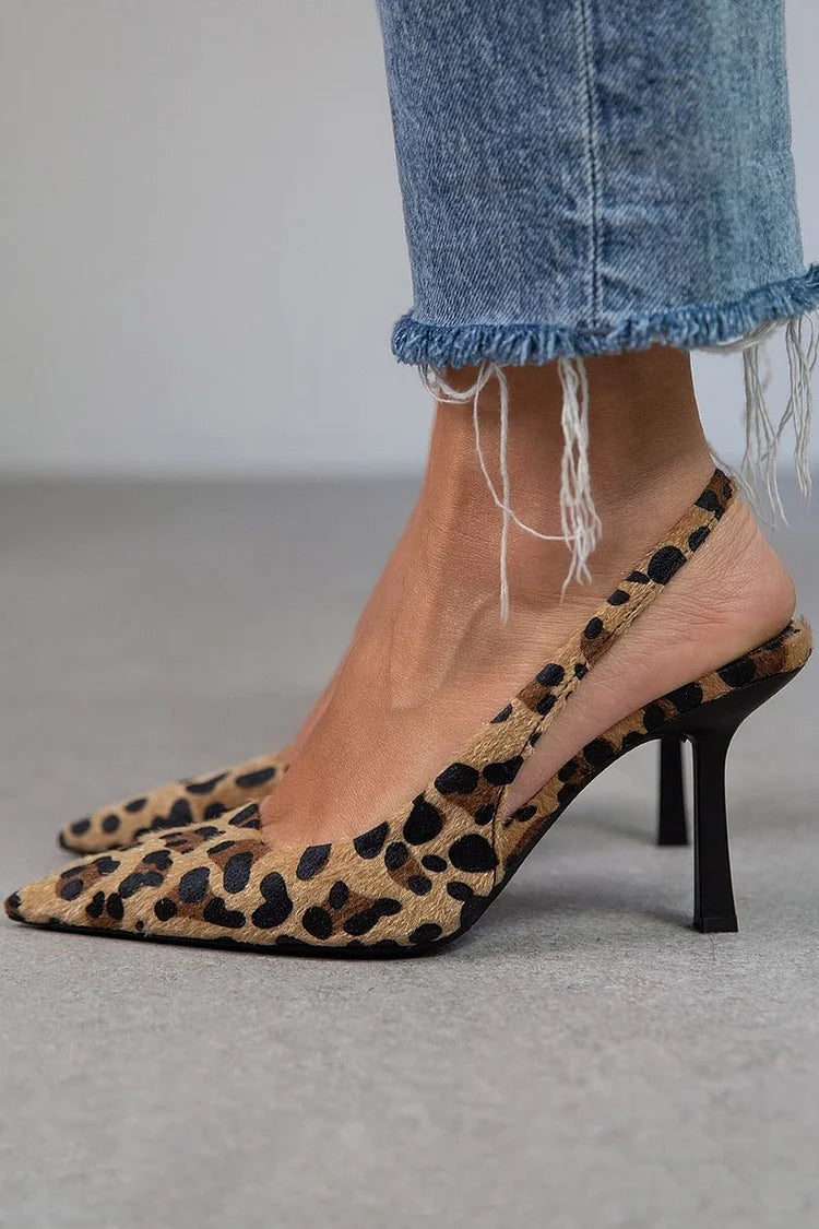 Lia | Leopard Print Heels with Back Strap