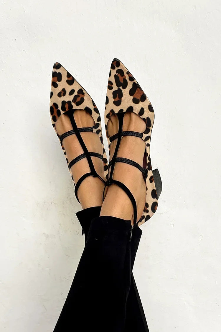 May | Animal Print Ballet Flats with Thin Straps