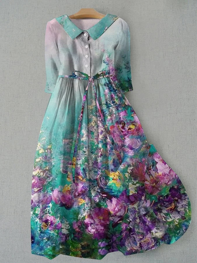 Cressida - Floral Dress with Waist Ties for Women
