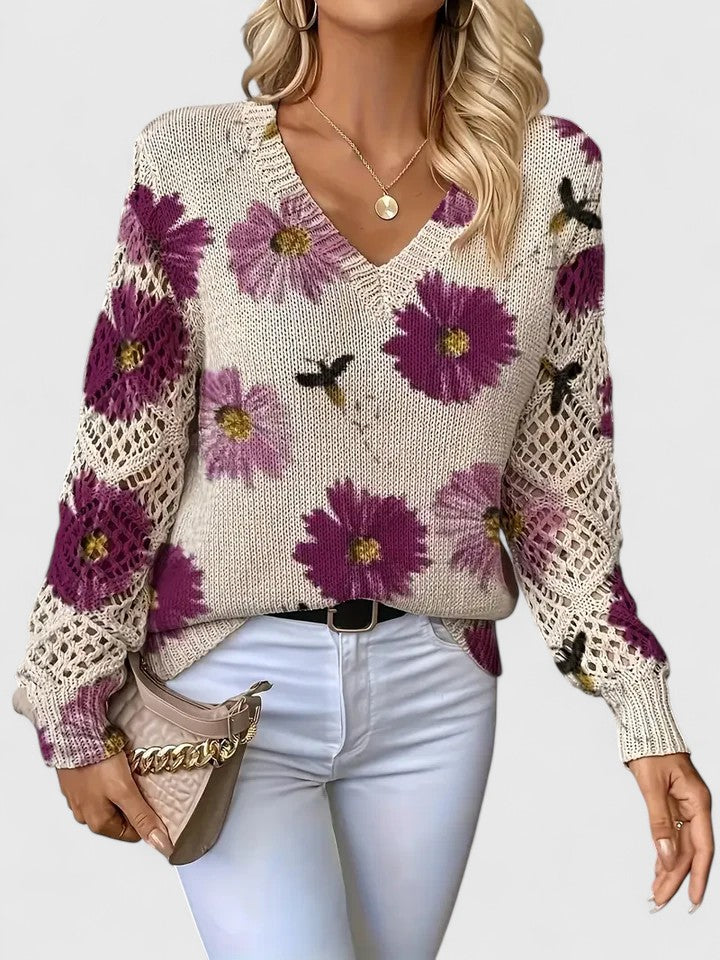 Raven | Elegant sweater with floral pattern