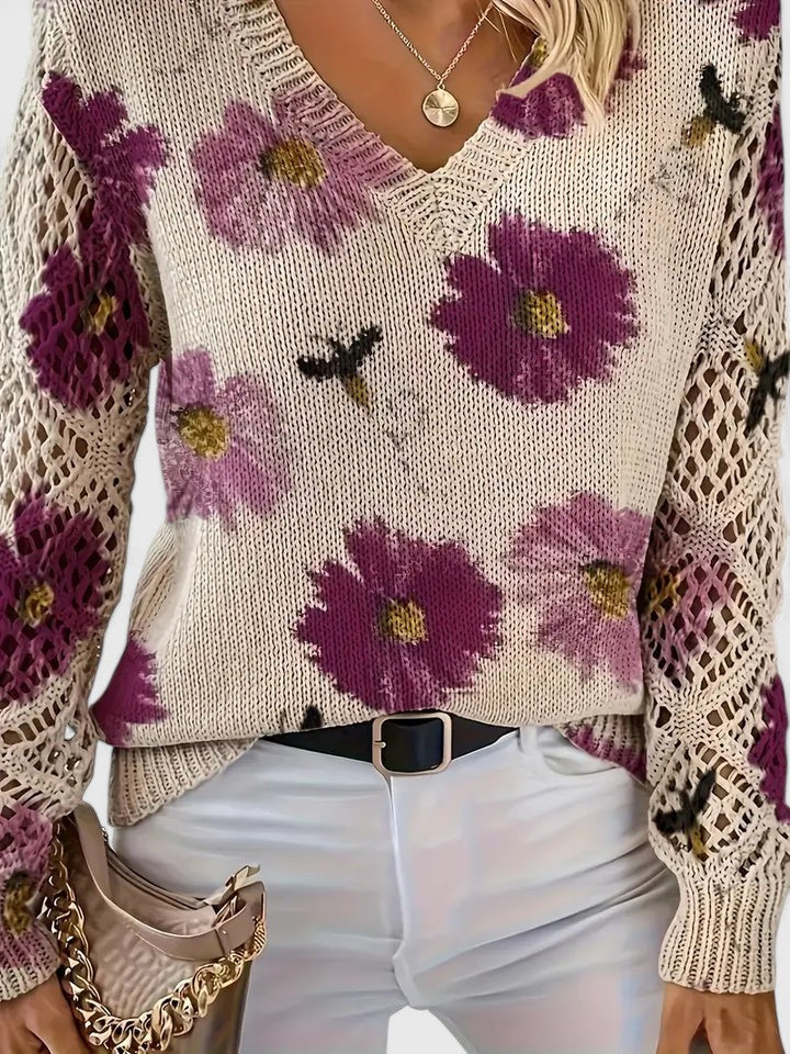 Raven | Elegant sweater with floral pattern
