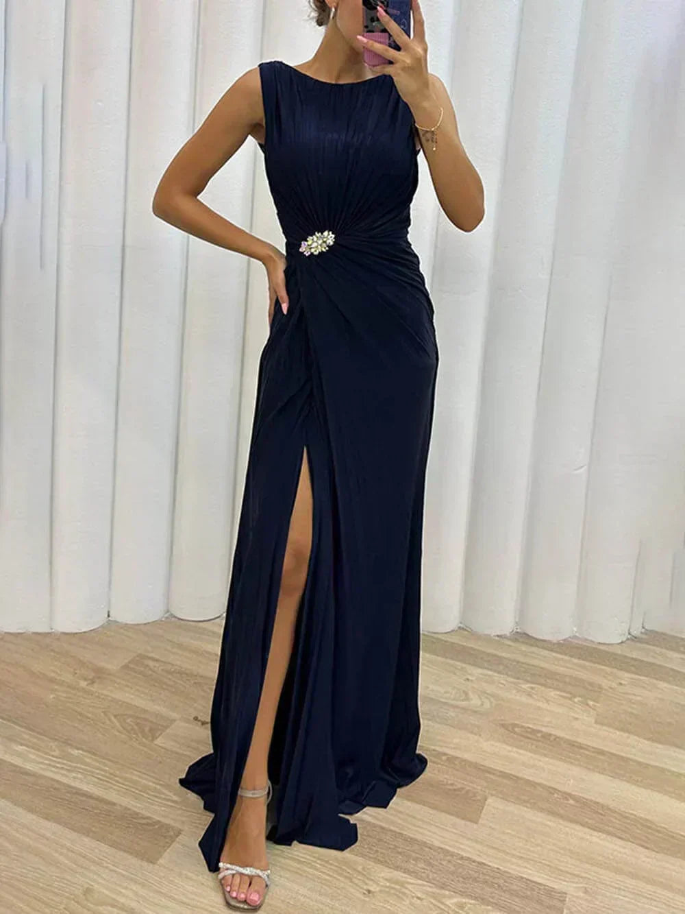 Ivy - Long Pleated Evening Dress
