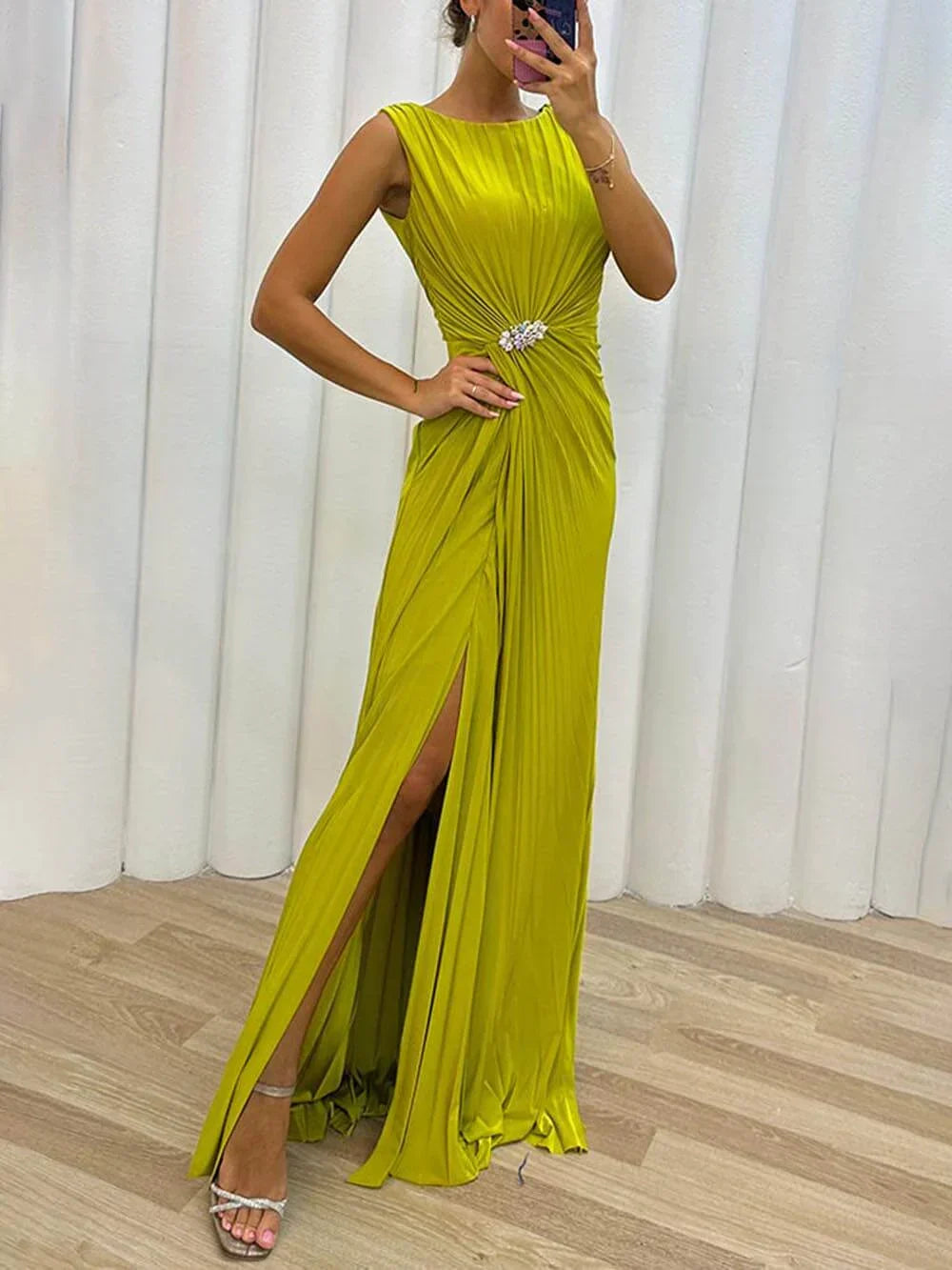 Lydia - Long Pleated Evening Dress
