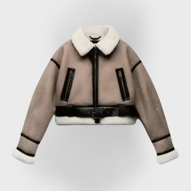 Patty | Versatile Khaki Leather Jacket
