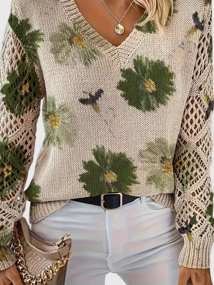 Raven | Elegant sweater with floral pattern