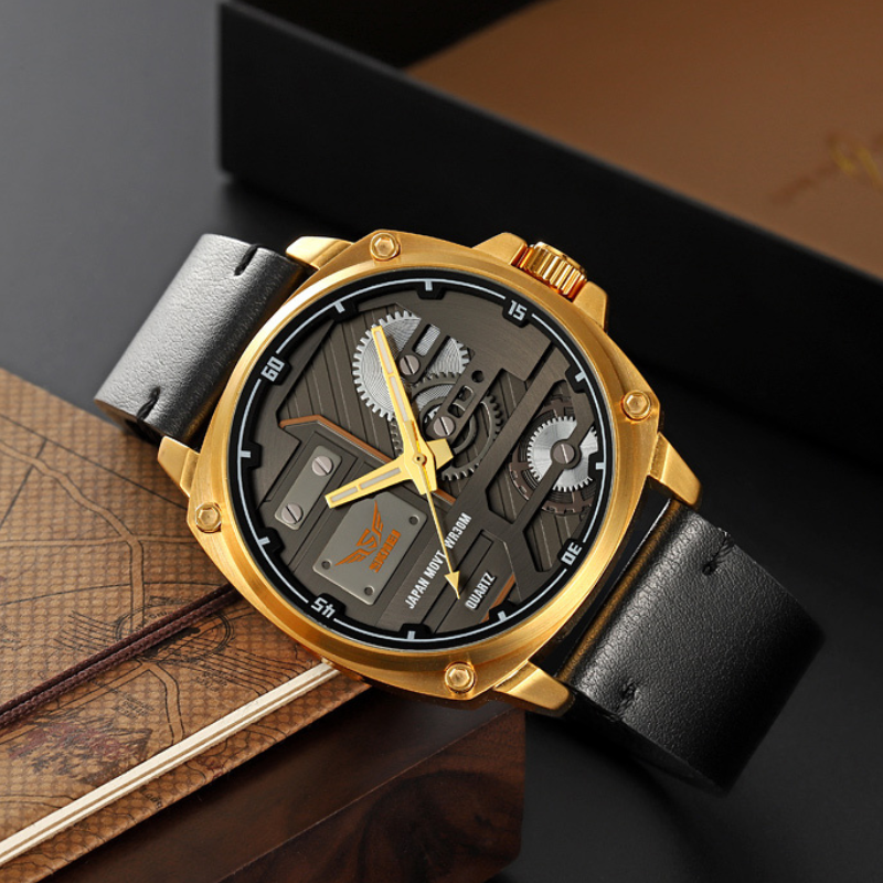 Men's Leather Quartz Watch™ - Olsen & Olsen