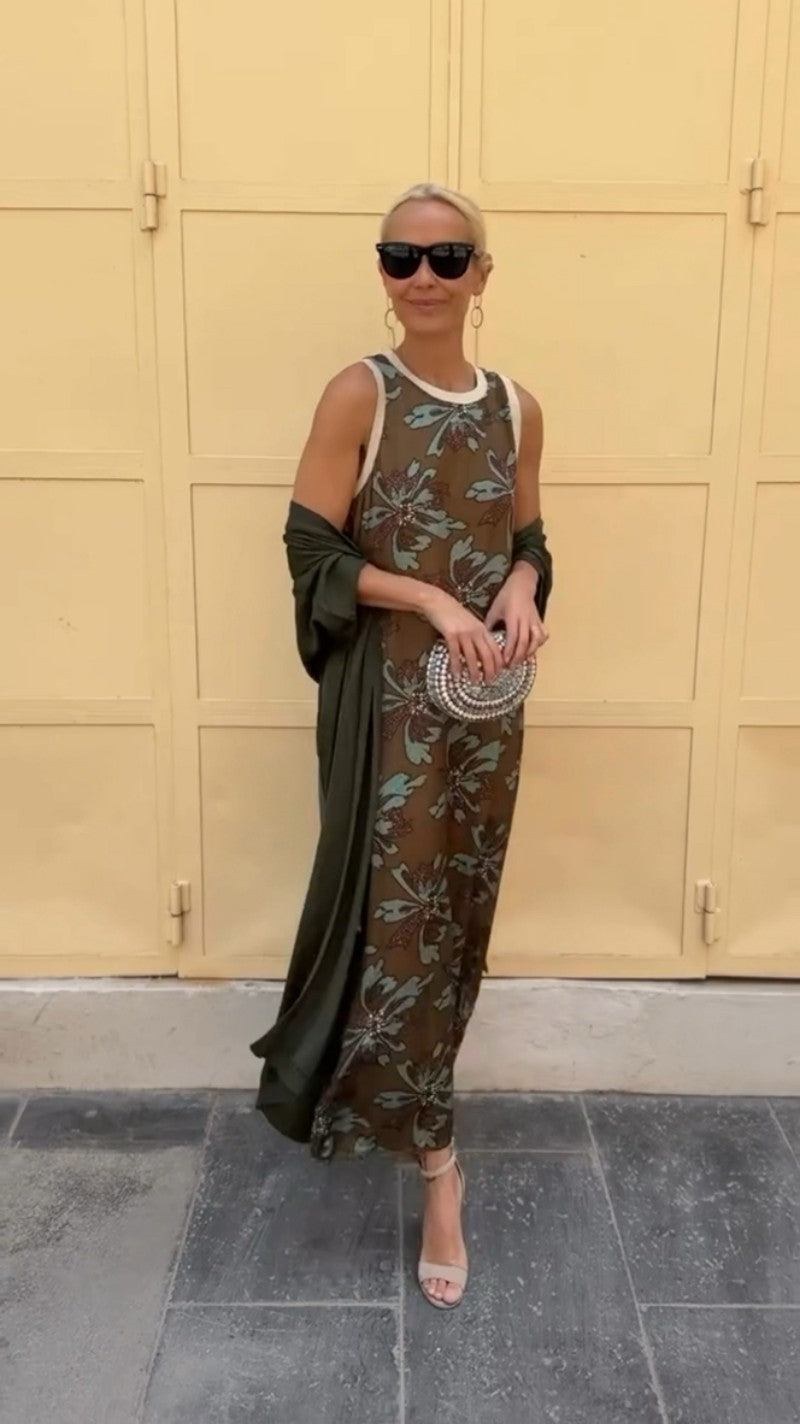 Chloe| Elegant long dress with matching shawl
