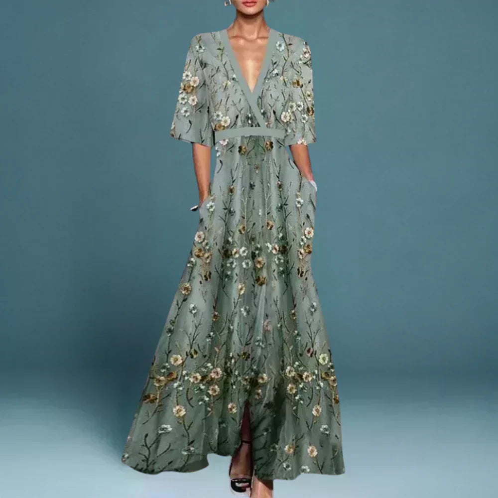 Victoria | Elegant dress with floral pattern