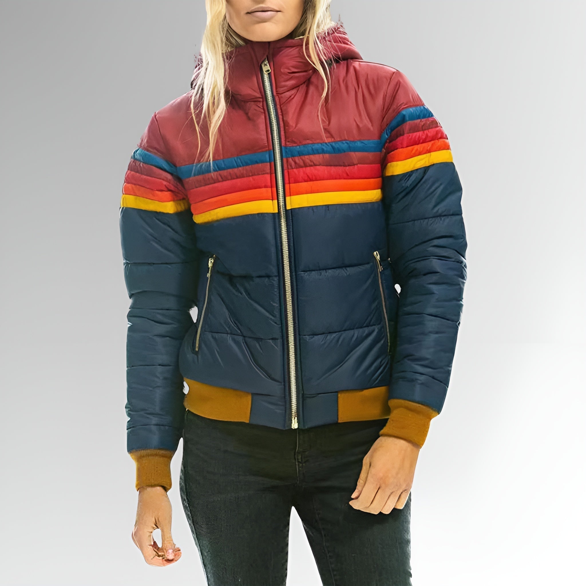 KATRINA  | Zip-Up Jacket with Rainbow Stripes