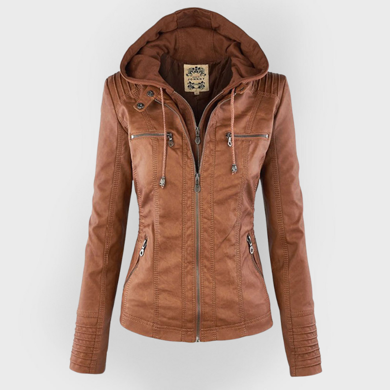 Marrion | Stylish Leather Jacket with Hood