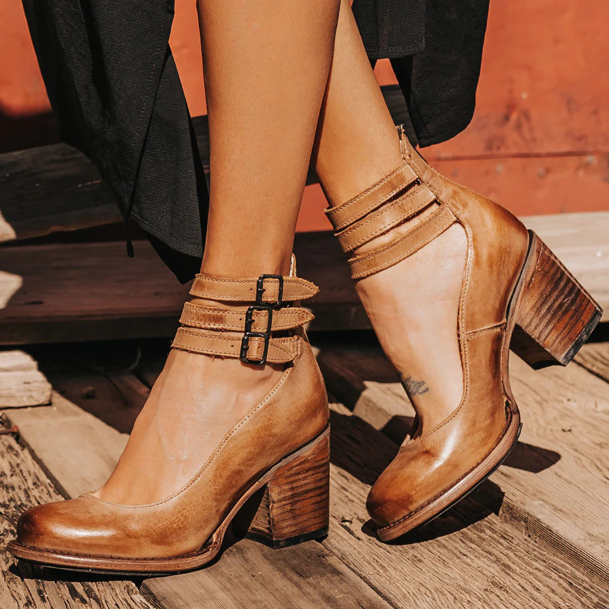 Gia | Multi-Strap Heels with Thick Heel