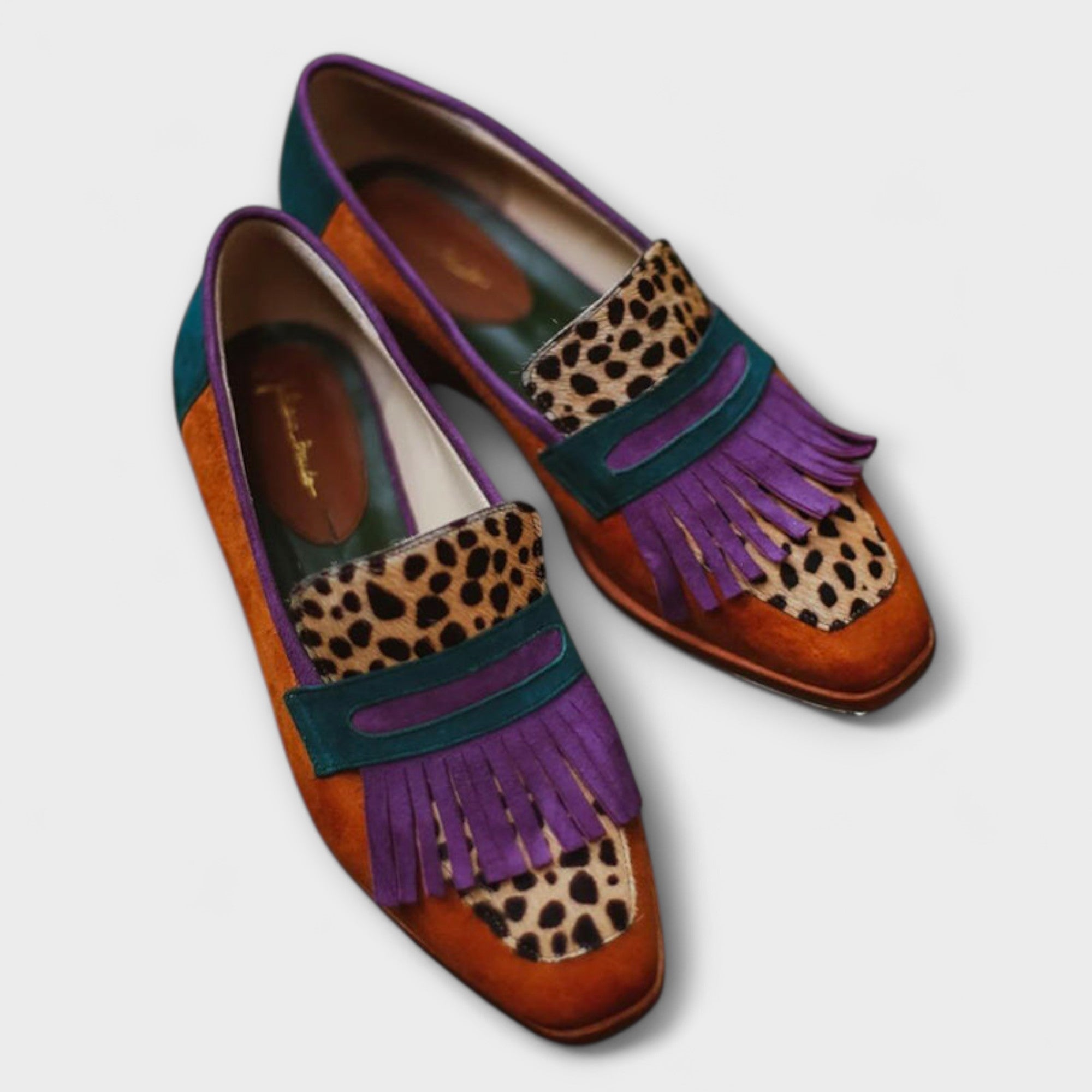 Saphira – Brown Loafer with Leopard Print