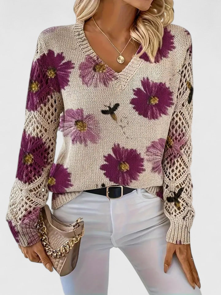Raven | Elegant sweater with floral pattern