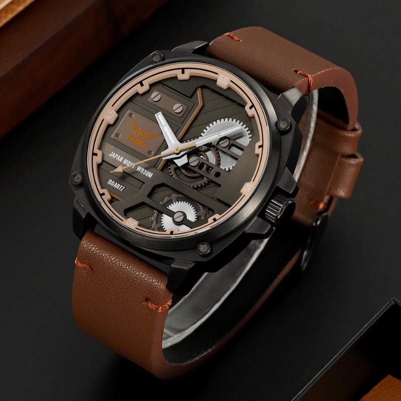Men's Leather Quartz Watch™ - Olsen & Olsen