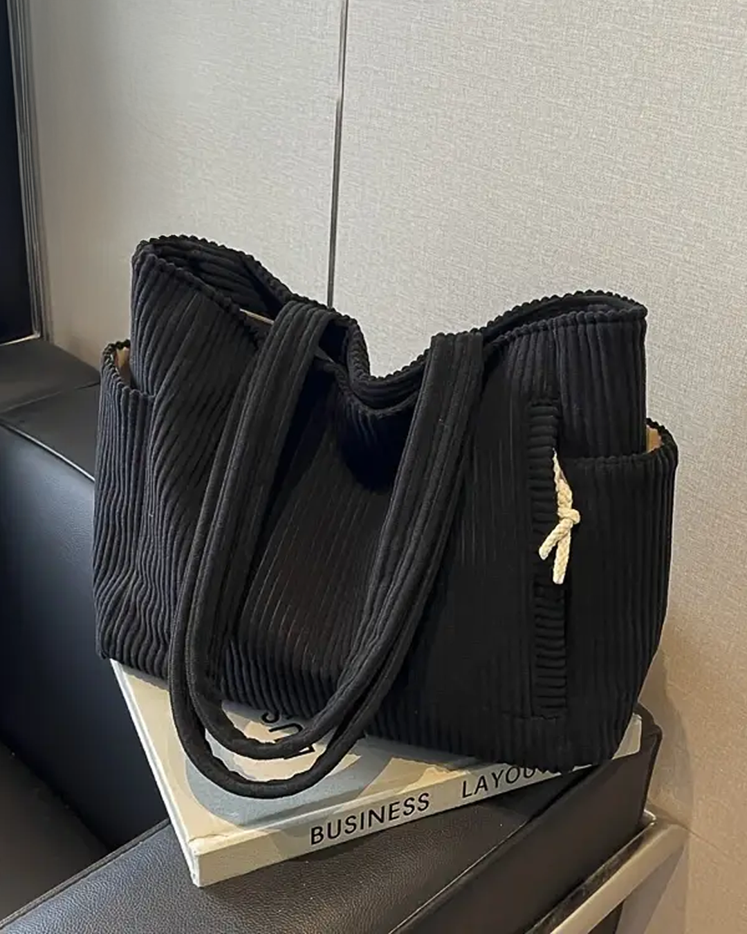 Rich | Ribbed Tote Bag with Cord Detail