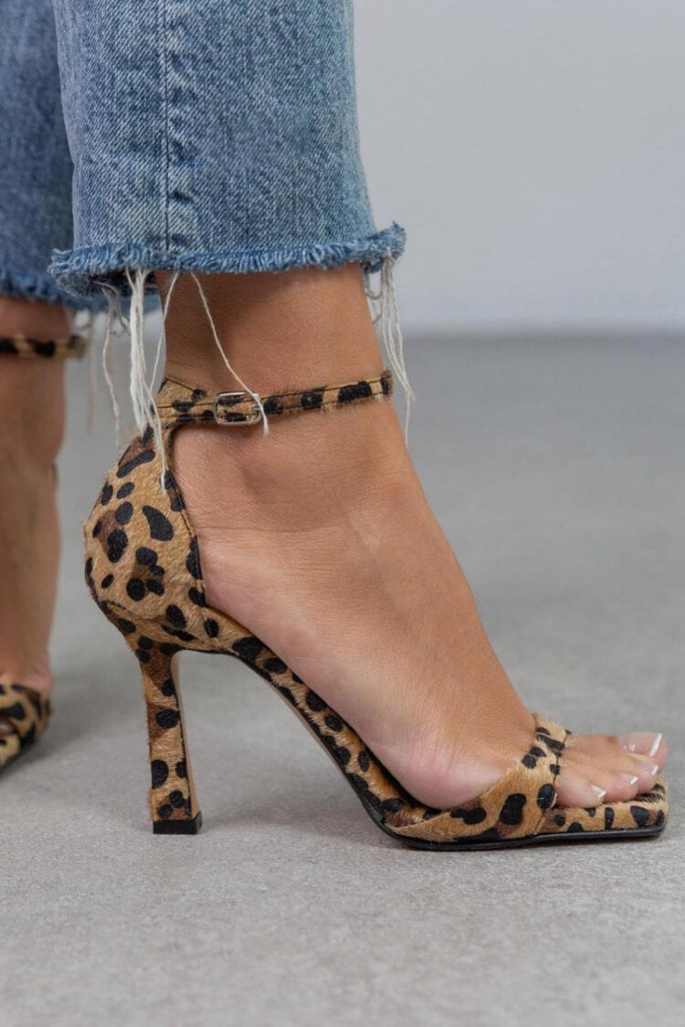 Liv | High Heel Sandals with Animal Print
