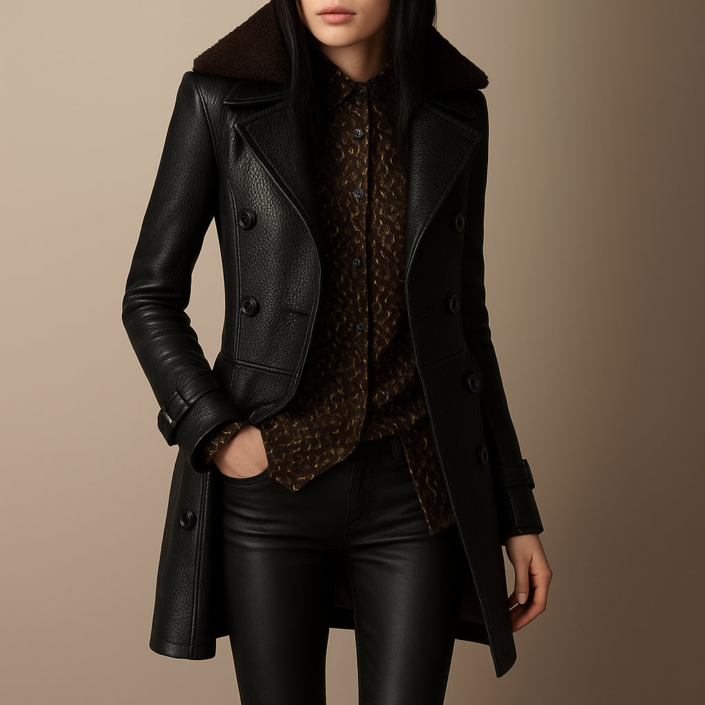 Ella | Elegant Leather Coat for Women | Timeless and Versatile