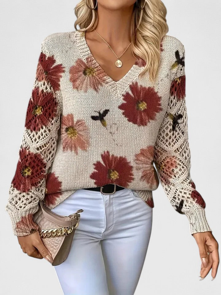Raven | Elegant sweater with floral pattern