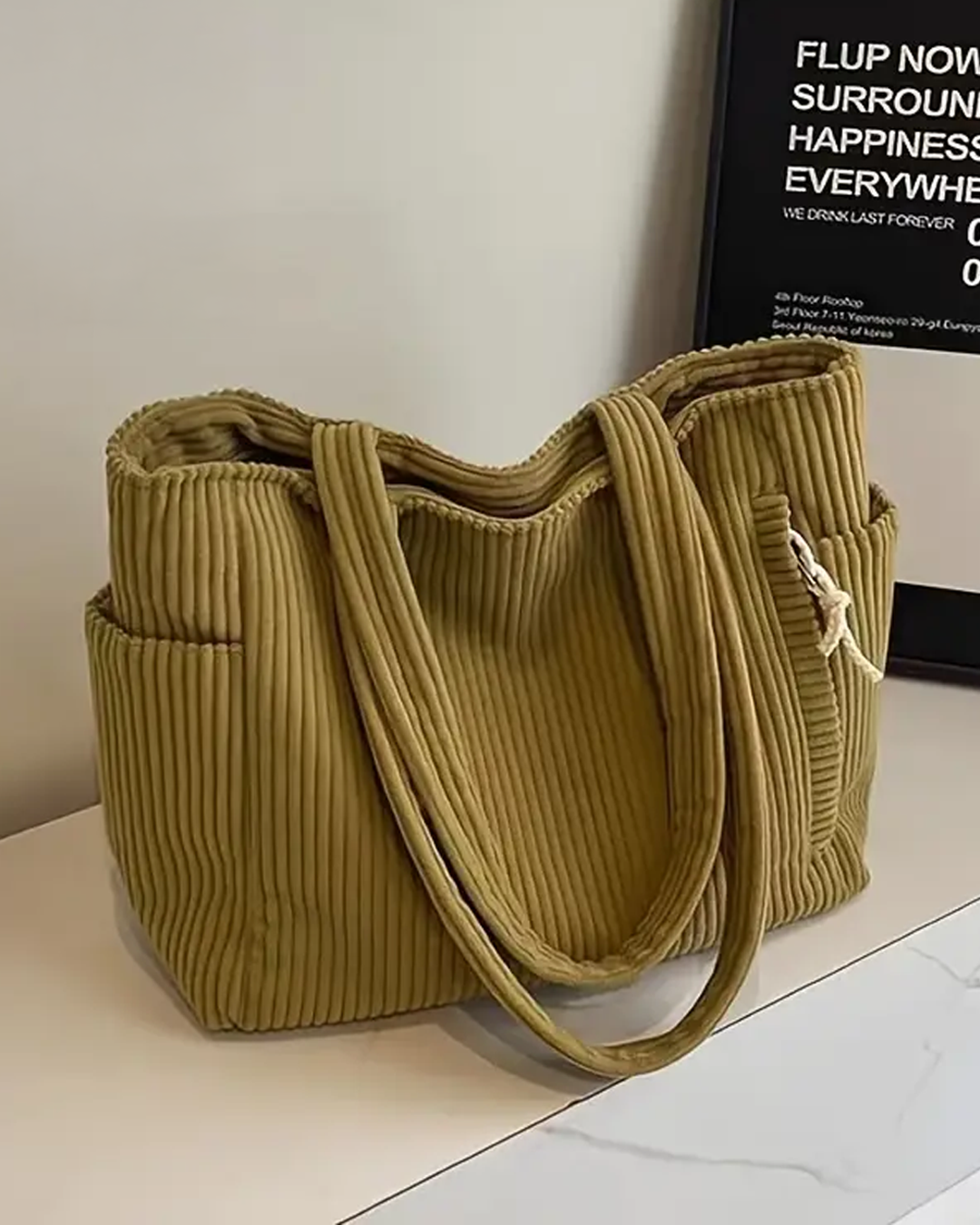 Rich | Ribbed Tote Bag with Cord Detail