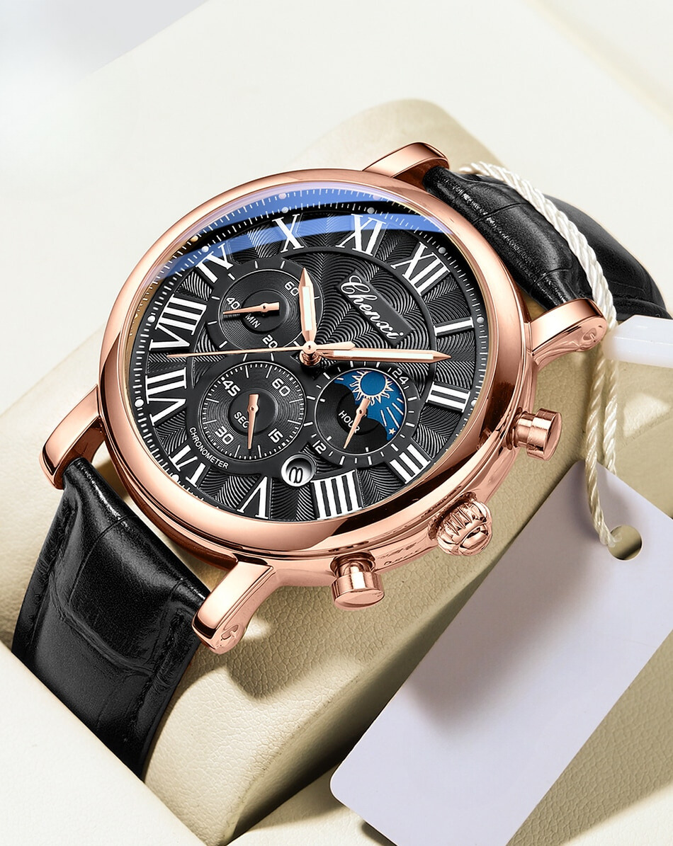 Luxury Leather Strap Quartz Watch™ - Olsen & Olsen