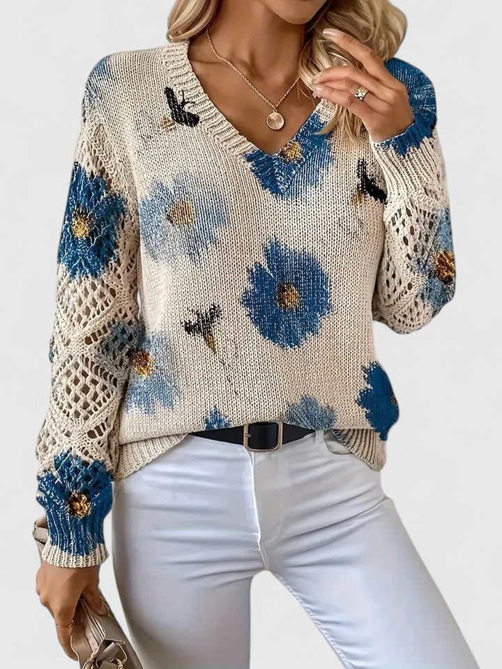 Raven | Elegant sweater with floral pattern
