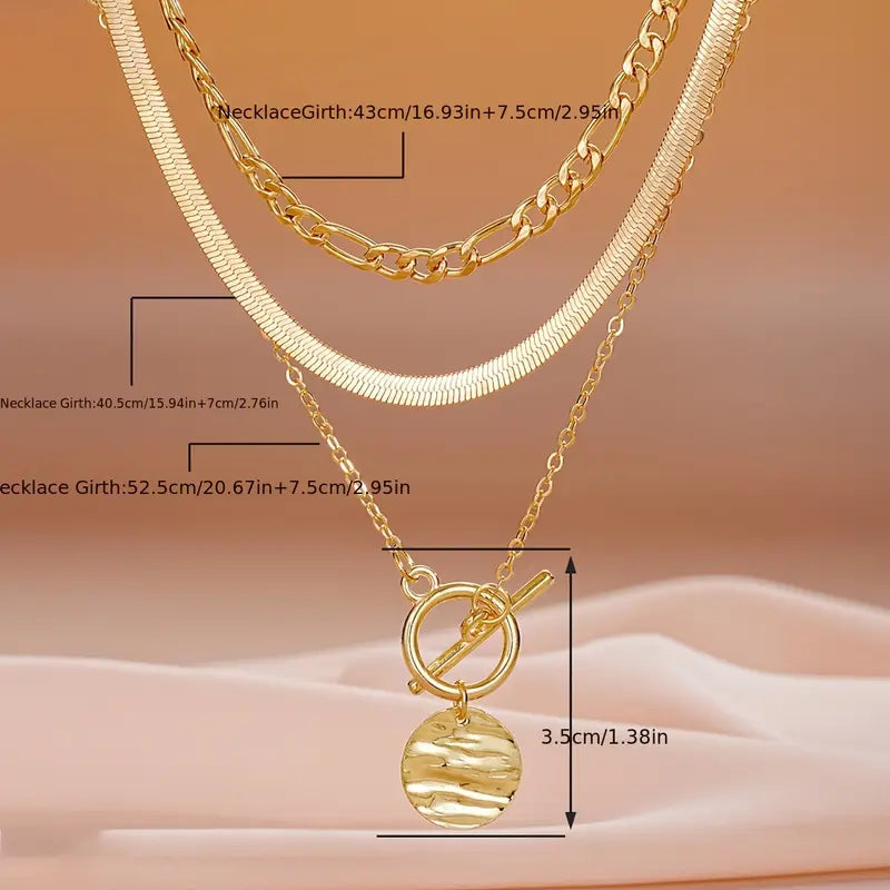 Demi Layered necklace with textured coins Savira | Gold