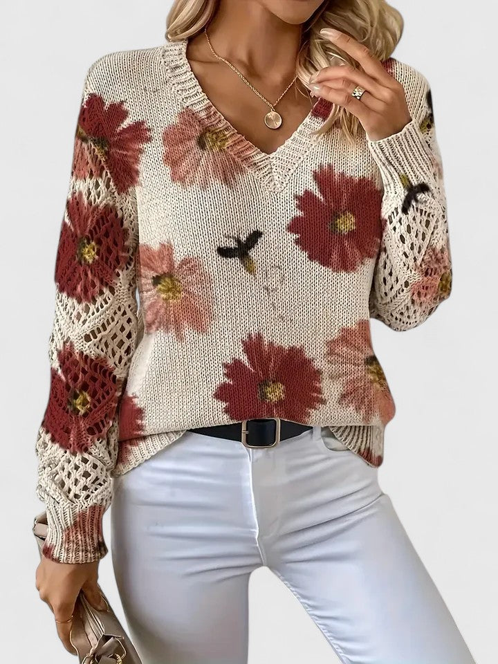Raven | Elegant sweater with floral pattern