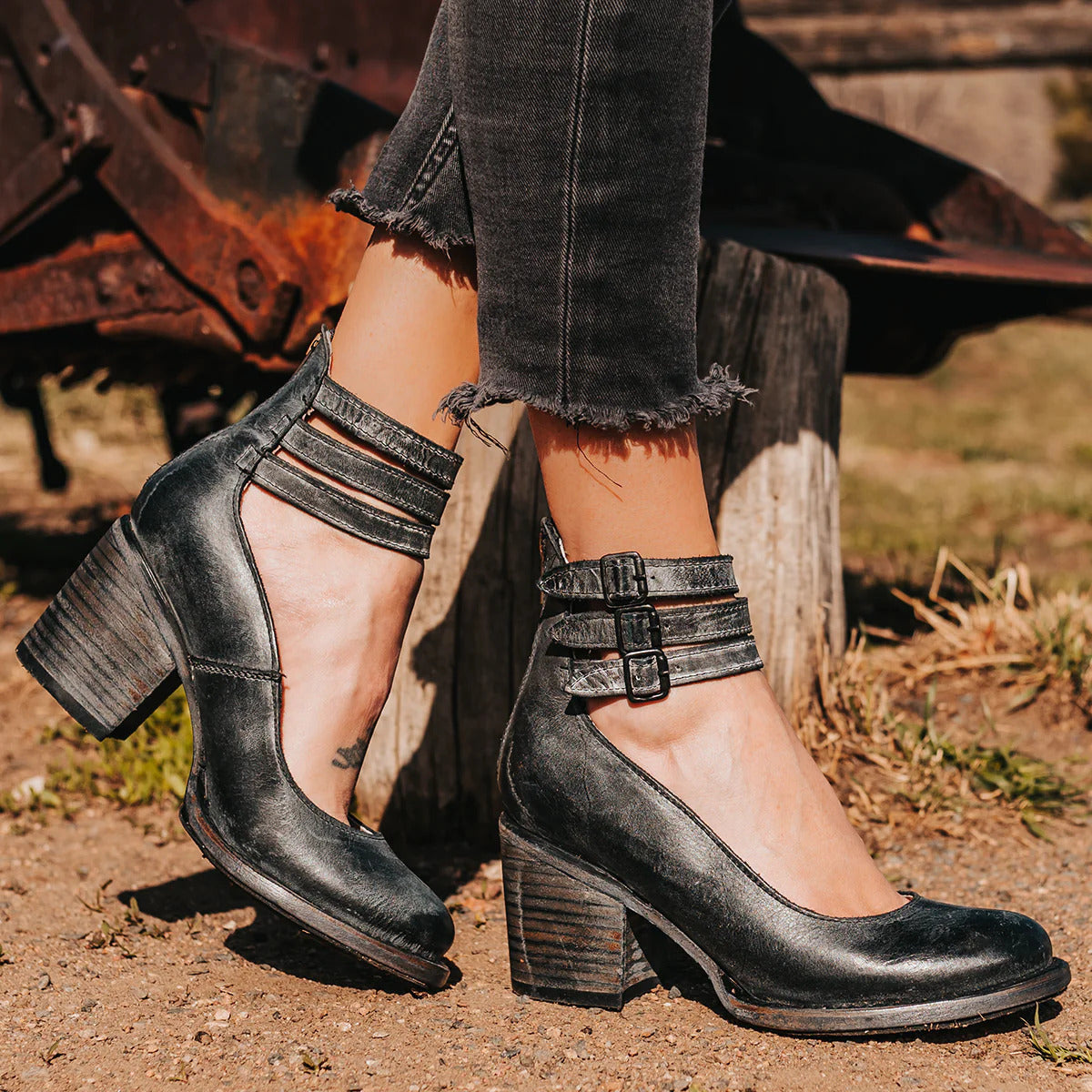 Gia | Multi-Strap Heels with Thick Heel