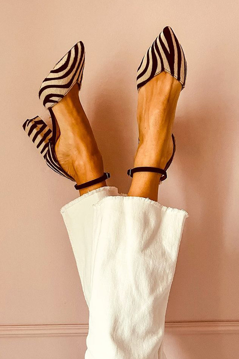 Tia | Mid-heel sandals with strap and zebra print
