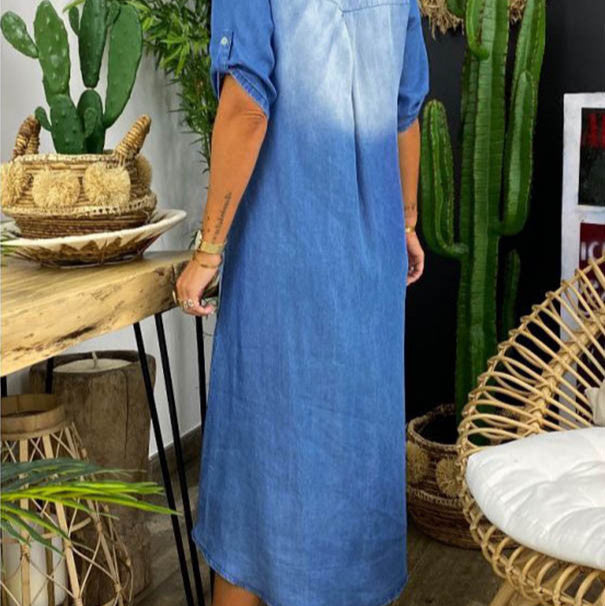 Ilse™ | Summer V Neck Half Denim Dress