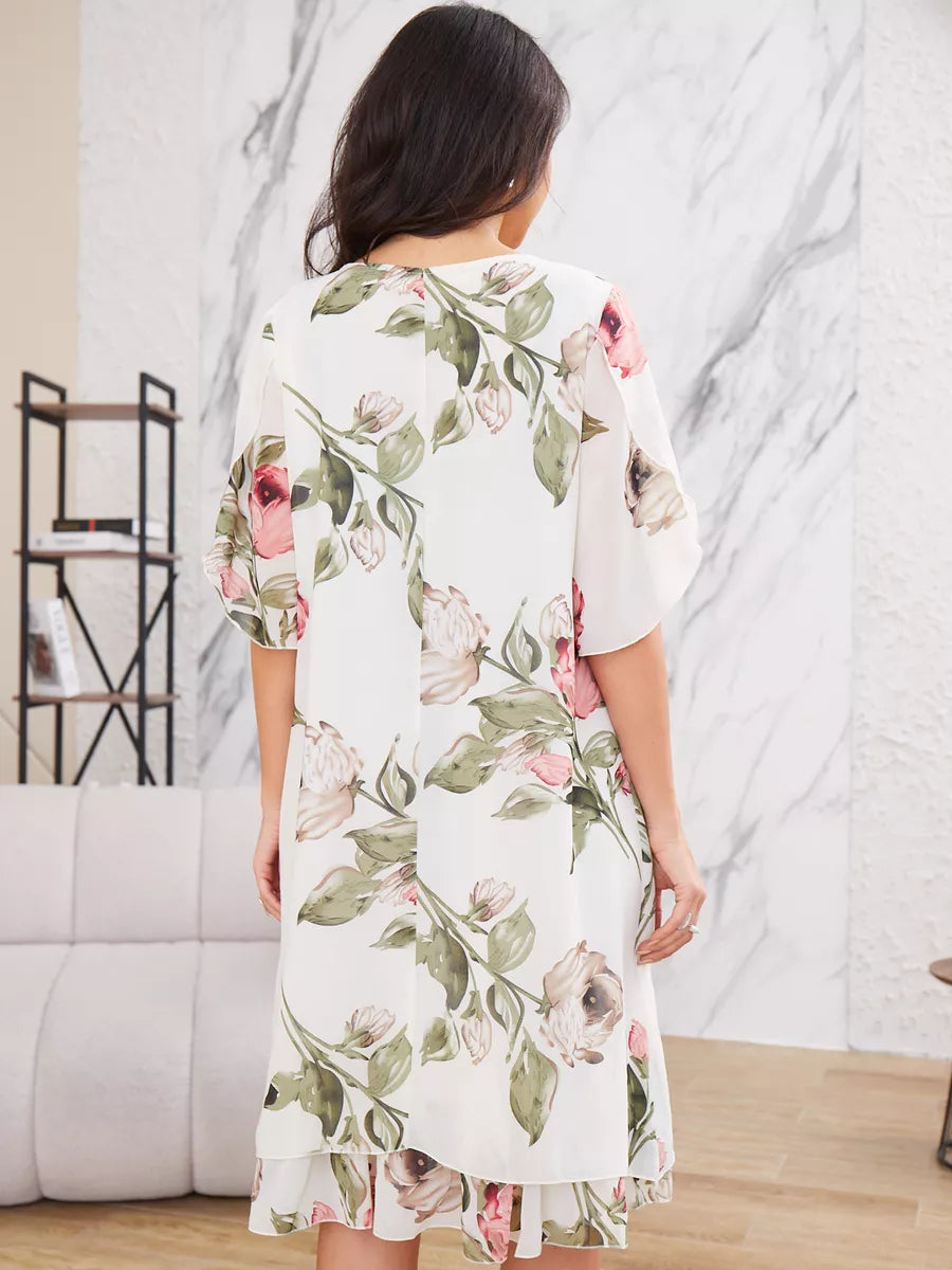 Violet | Elegant chiffon dress with floral print