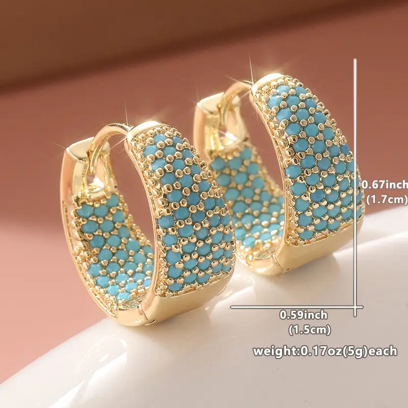 Avis Gold hoop earrings with turquoise beads | Gold